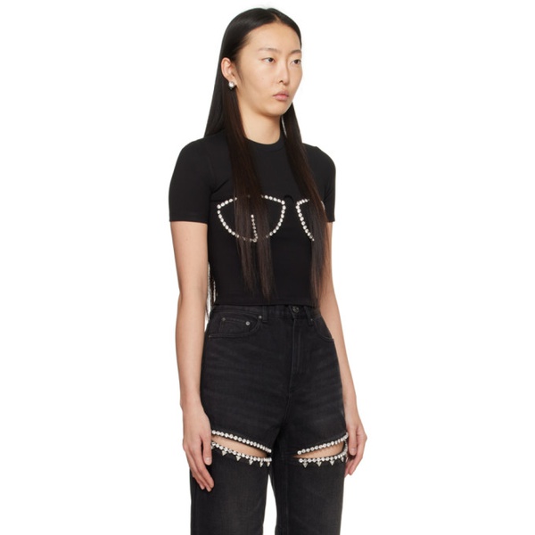  AREA Black Crystal-Cut T-Shirt 241372F110002