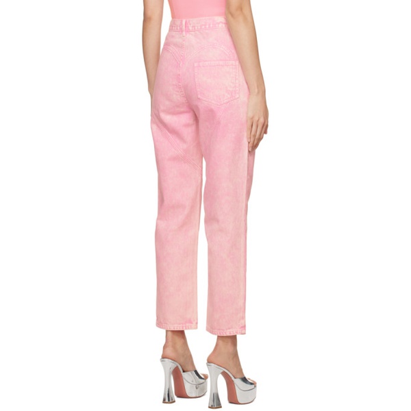  AREA Pink Crystal Slit Jeans 241372F069001