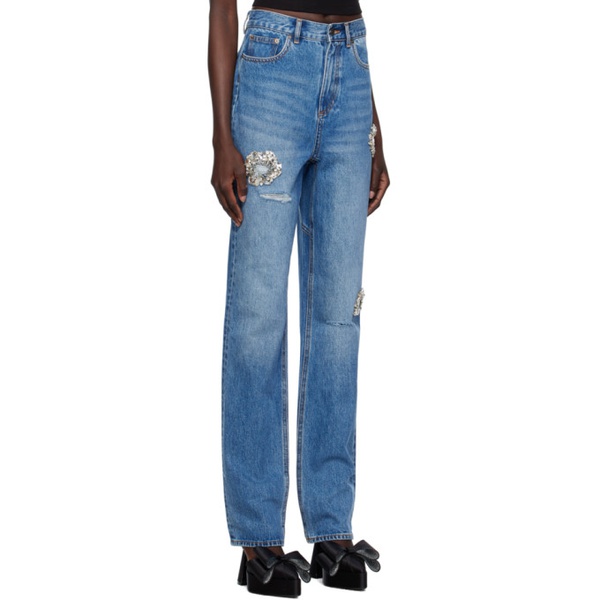  AREA Blue Crystal Jeans 232372F069000