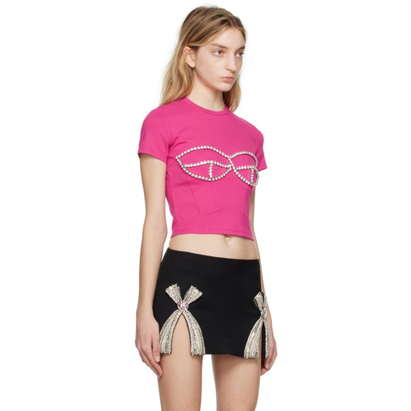  AREA SSENSE Exclusive Pink Crystal Bustier T-Shirt 231372F110015