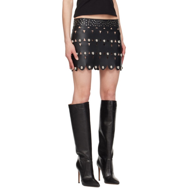  AREA Black Studded Eye Leather Miniskirt 241372F090010