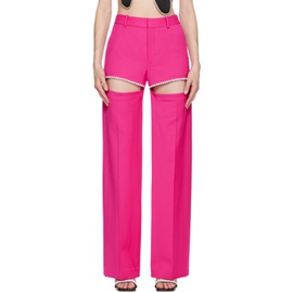 AREA Pink Crystal Slit Trousers 231372F087003