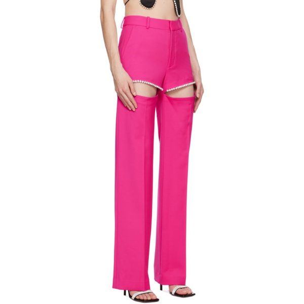  AREA Pink Crystal Slit Trousers 231372F087003