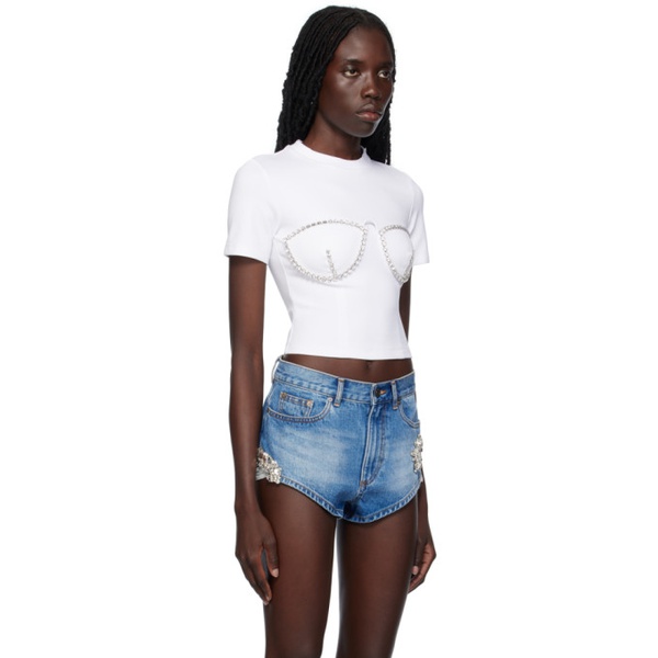  AREA White Crystal T-Shirt 232372F110002