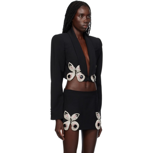  AREA Black Embroidered Butterfly Blazer 232372F057000