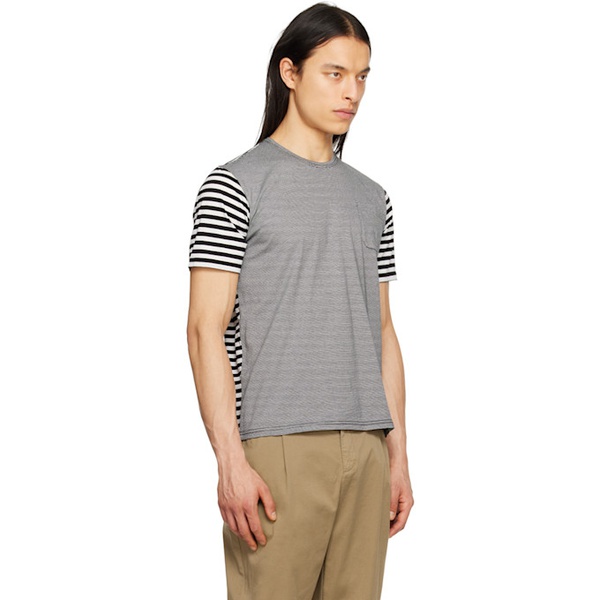  ASPESI Black & White Striped T-Shirt 231277M213000