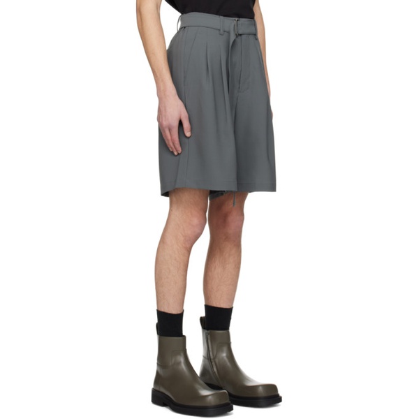  ATTACHMENT Gray Belted Shorts 241705M193000
