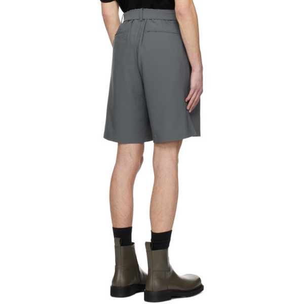  ATTACHMENT Gray Belted Shorts 241705M193000