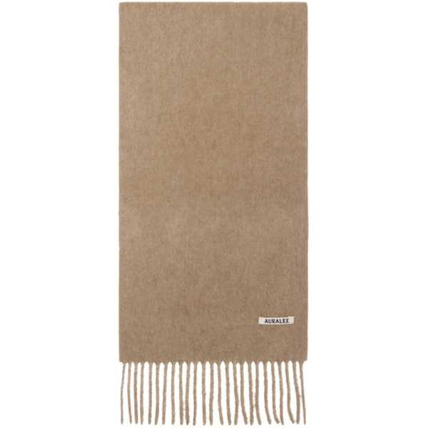  오라리 AURALEE Taupe Fringe Scarf 241484M150000