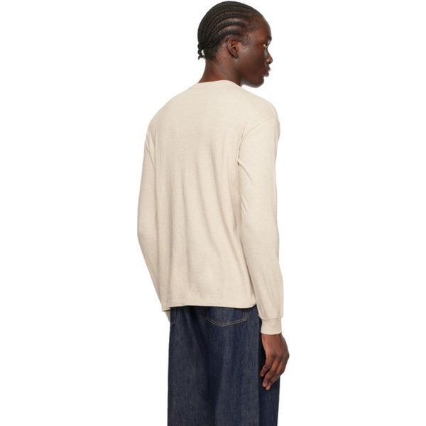  오라리 AURALEE Beige Seamless Long Sleeve T-Shirt 242484M213001