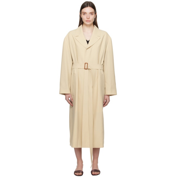  오라리 AURALEE Beige Hard Twist Coat 241484F059005