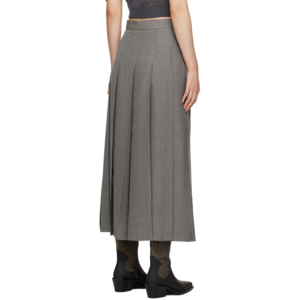  오라리 AURALEE Gray Pleated Midi Skirt 241484F092004