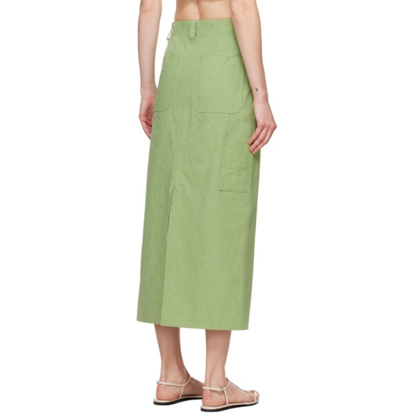  오라리 AURALEE Green Faded Midi Skirt 241484F092002