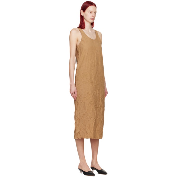  오라리 AURALEE Brown Wrinkled Midi Dress 242484F054001