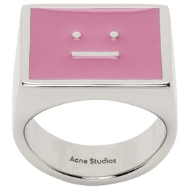 아크네 스튜디오 Acne Studios Silver & Pink Enamel Ring 232129F024001