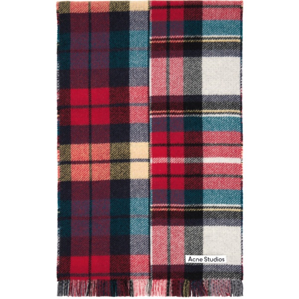 아크네스튜디오 아크네 스튜디오 Acne Studios Red & Blue Mixed Check Scarf 232129M150056