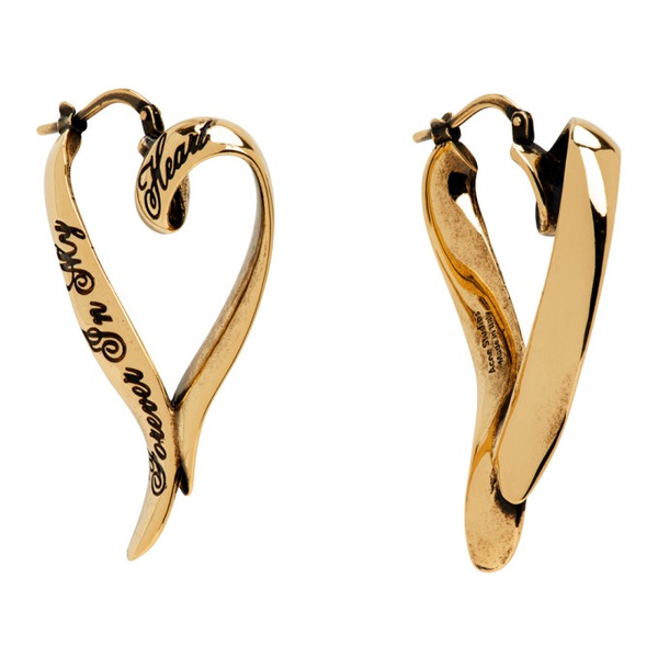 아크네스튜디오 아크네 스튜디오 Acne Studios Gold Heart Hoop Earrings 241129F022003
