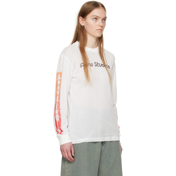 아크네스튜디오 아크네 스튜디오 Acne Studios White Printed Long Sleeve T-Shirt 241129F110074