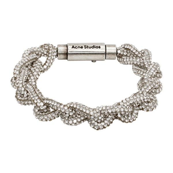 아크네스튜디오 아크네 스튜디오 Acne Studios Silver Crystal Cord Bracelet 241129M142006