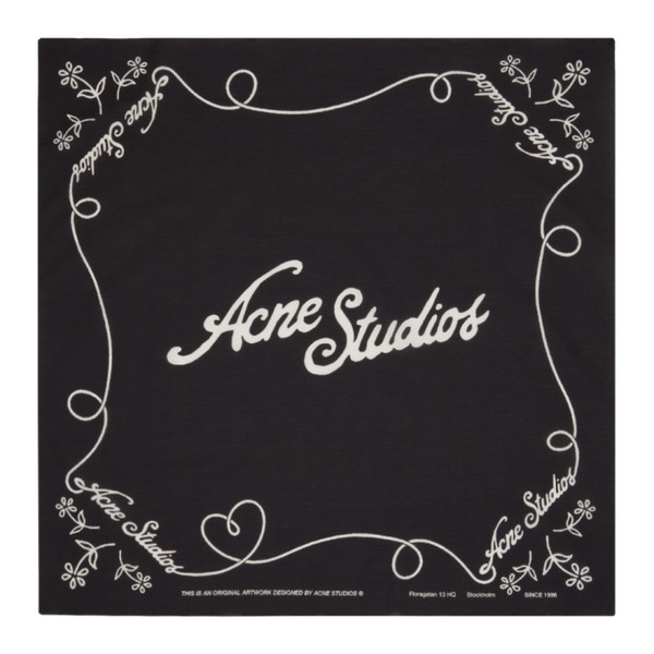 아크네스튜디오 아크네 스튜디오 Acne Studios Black Logo Handkerchief 241129M150070