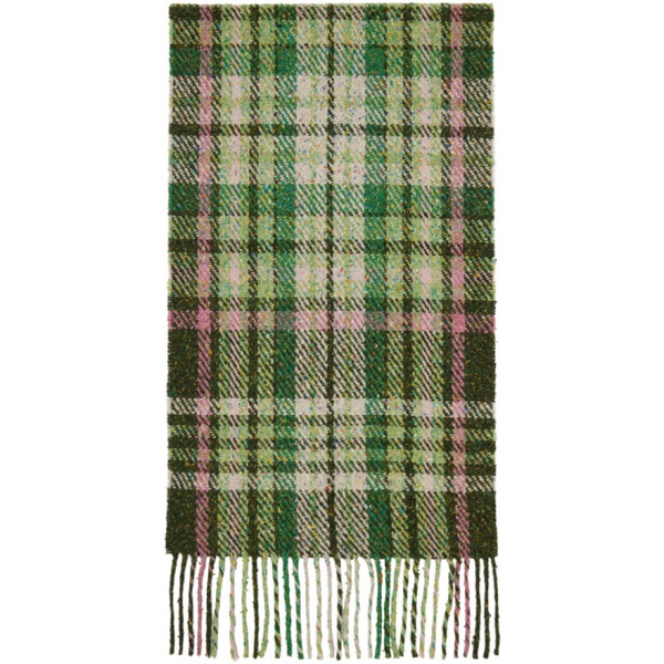 아크네스튜디오 아크네 스튜디오 Acne Studios Green & Pink Plaid Fringe Scarf 241129M150041