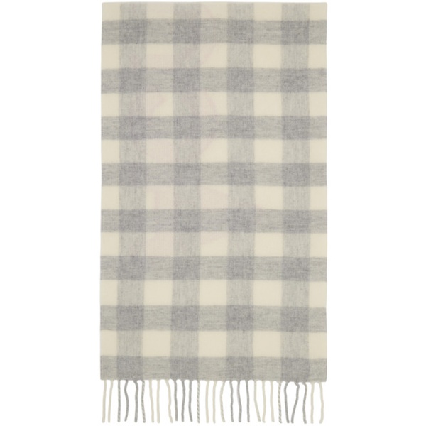 아크네스튜디오 아크네 스튜디오 Acne Studios Gray & White Check Logo Scarf 241129M150067