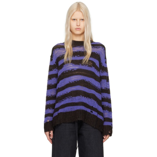 아크네스튜디오 아크네 스튜디오 Acne Studios Purple & Black Stripe Sweater 241129F096003