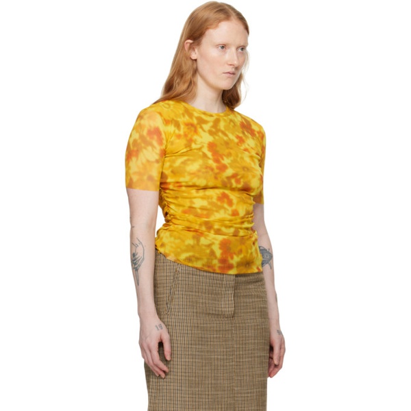 아크네스튜디오 아크네 스튜디오 Acne Studios Yellow Ruched T-Shirt 241129F110073