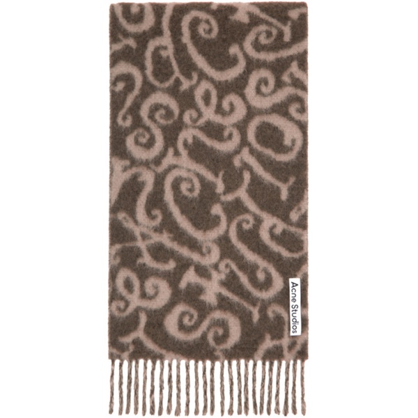 아크네스튜디오 아크네 스튜디오 Acne Studios Brown & Beige Monogram Scarf 232129F028015