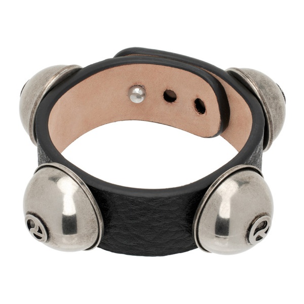 아크네스튜디오 아크네 스튜디오 Acne Studios Black Leather Stud Bracelet 241129M142003