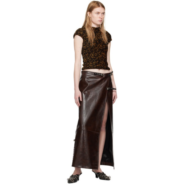 아크네스튜디오 아크네 스튜디오 Acne Studios Brown Long Leather Maxi Skirt 241129F093009