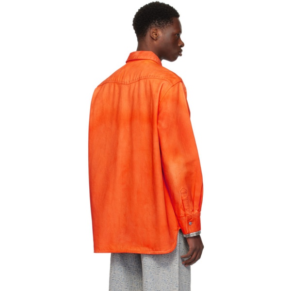 아크네스튜디오 아크네 스튜디오 Acne Studios Orange Faded Denim Shirt 241129M192012