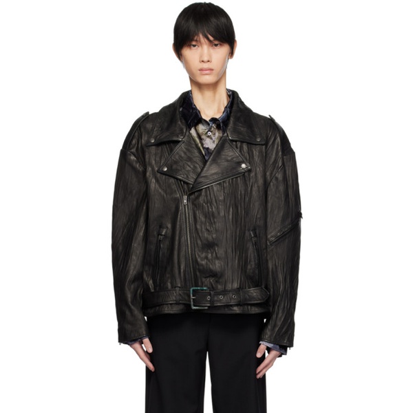 아크네스튜디오 아크네 스튜디오 Acne Studios Black Crinkled Leather Jacket 232129M181008