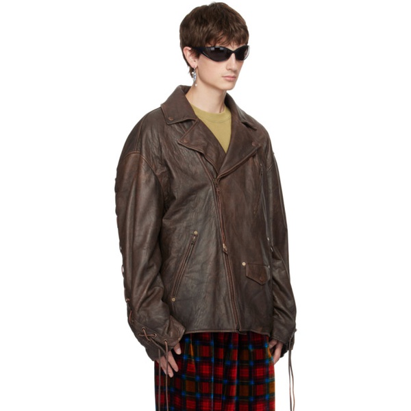 아크네스튜디오 아크네 스튜디오 Acne Studios Brown Laced Leather Jacket 232129M181002