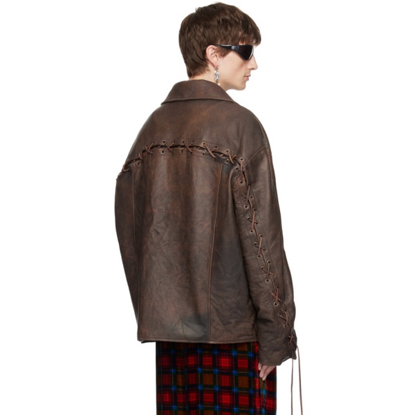 아크네스튜디오 아크네 스튜디오 Acne Studios Brown Laced Leather Jacket 232129M181002