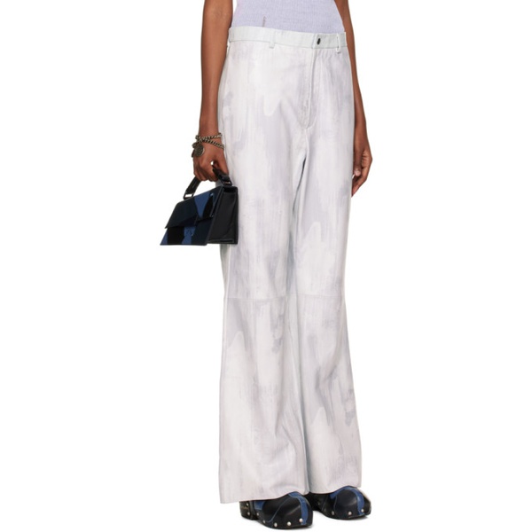 아크네스튜디오 아크네 스튜디오 Acne Studios SSENSE Exclusive White Leather Trousers 231129F084001