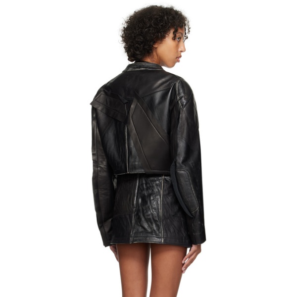 아크네스튜디오 아크네 스튜디오 Acne Studios Black Patchwork Leather Jacket 232129F064006