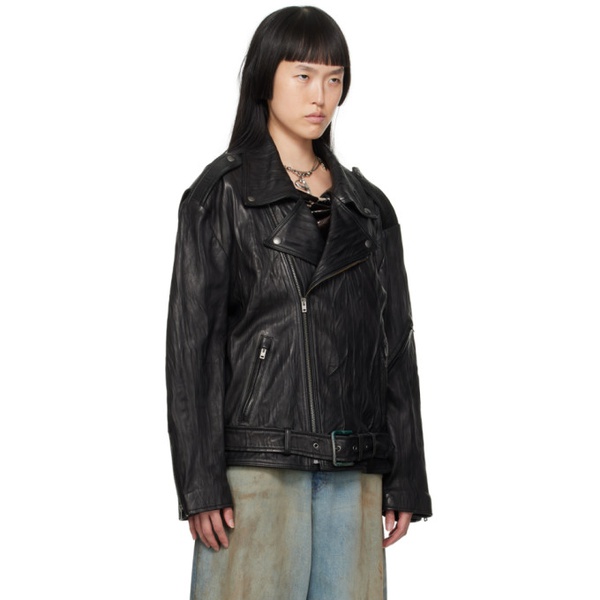 아크네스튜디오 아크네 스튜디오 Acne Studios Black Crinkled Leather Jacket 232129F064009