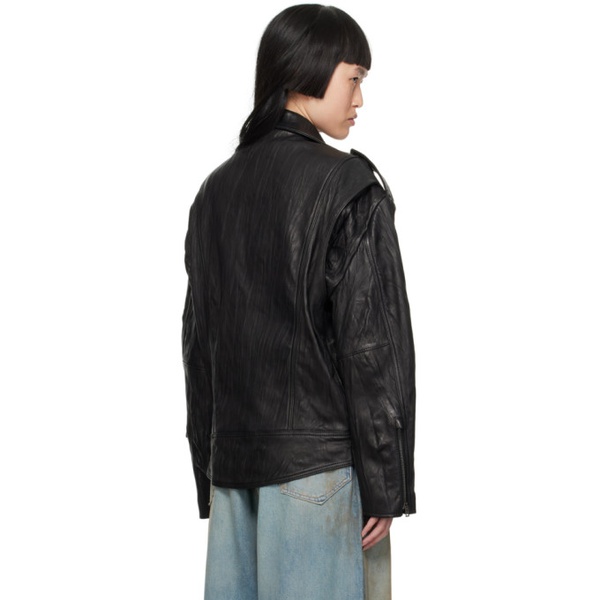 아크네스튜디오 아크네 스튜디오 Acne Studios Black Crinkled Leather Jacket 232129F064009