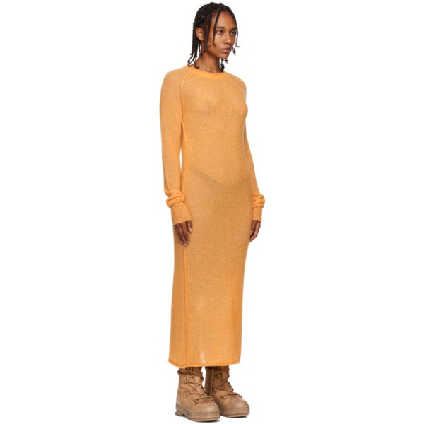 아크네스튜디오 아크네 스튜디오 Acne Studios Orange Metallic Thread Maxi Dress 222129F055006