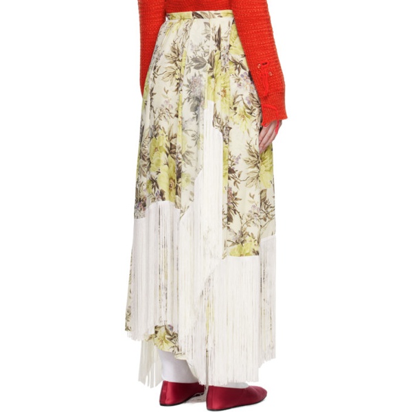 아크네스튜디오 아크네 스튜디오 Acne Studios Beige Flower Print Fringe Maxi Skirt 222129F093001