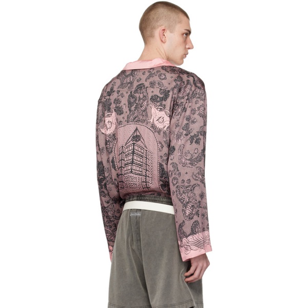 아크네스튜디오 아크네 스튜디오 Acne Studios Pink & Black Print Shirt 241129M192024