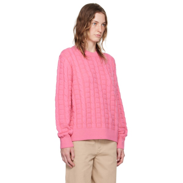 아크네스튜디오 아크네 스튜디오 Acne Studios Pink Cable Sweater 242129F096002