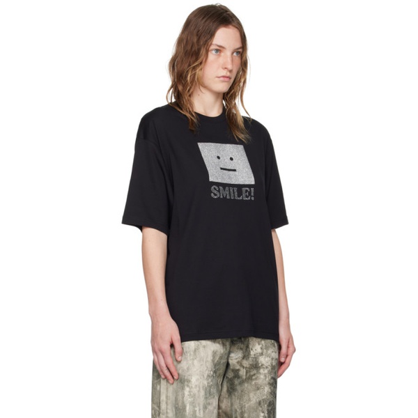 아크네스튜디오 아크네 스튜디오 Acne Studios Black Relaxed-Fit T-Shirt 242129F110009