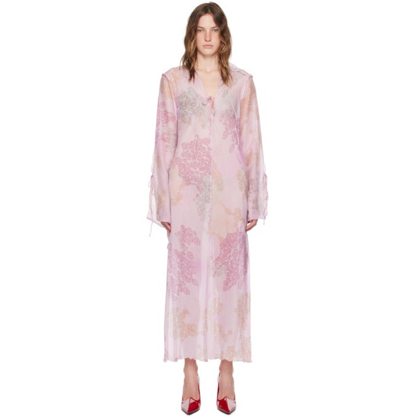 아크네스튜디오 아크네 스튜디오 Acne Studios Pink Printed Maxi Dress 242129F055004