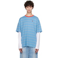 아크네 스튜디오 Acne Studios Blue & Orange Layered Long Sleeve T-Shirt 242129M213013