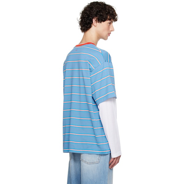 아크네스튜디오 아크네 스튜디오 Acne Studios Blue & Orange Layered Long Sleeve T-Shirt 242129M213013