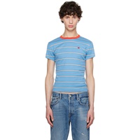 아크네 스튜디오 Acne Studios Blue & Orange Striped T-Shirt 242129M213011