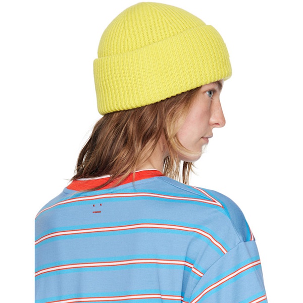 아크네스튜디오 아크네 스튜디오 Acne Studios Yellow Small Face Logo Beanie 242129F014009