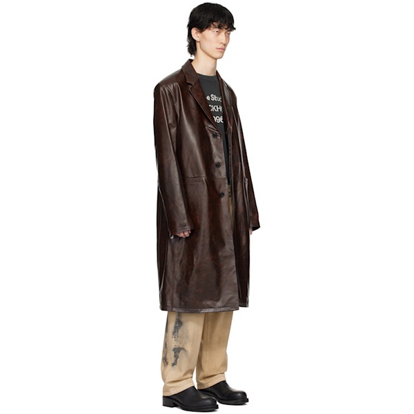 아크네스튜디오 아크네 스튜디오 Acne Studios Brown Single-Breasted Leather Coat 241129M181004